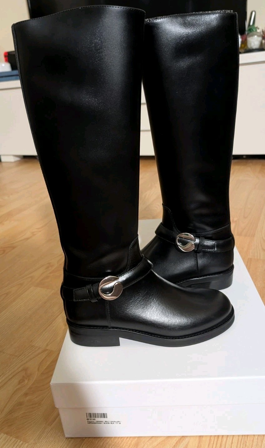 Coperni Belt Cavalier Black Leather Knee High Boots Size US 6 / IT 36 BRAND NEW