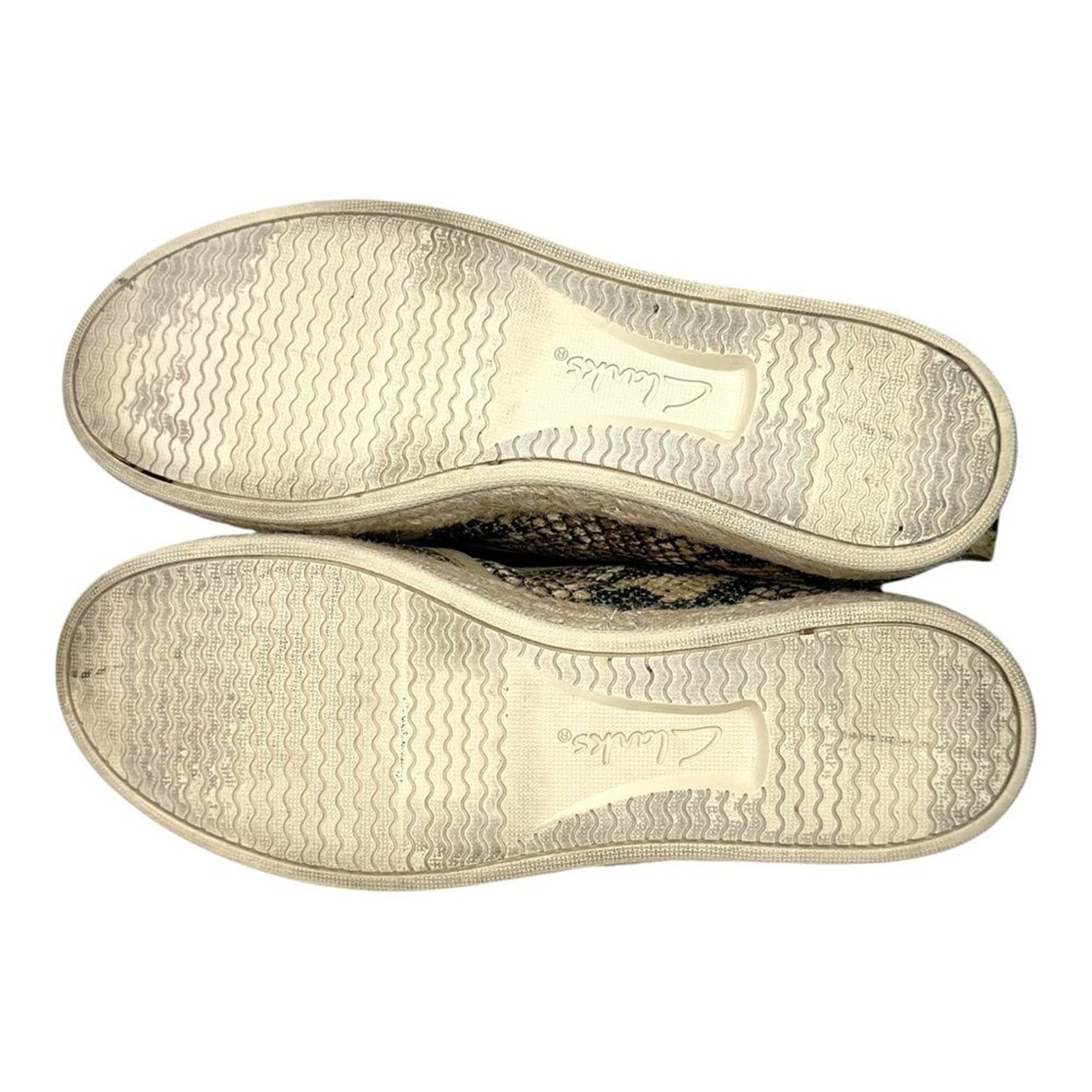 Clarks Azella Theoni Snake Print Slip On Espadrille Loafers Size 8 Boho Coastal