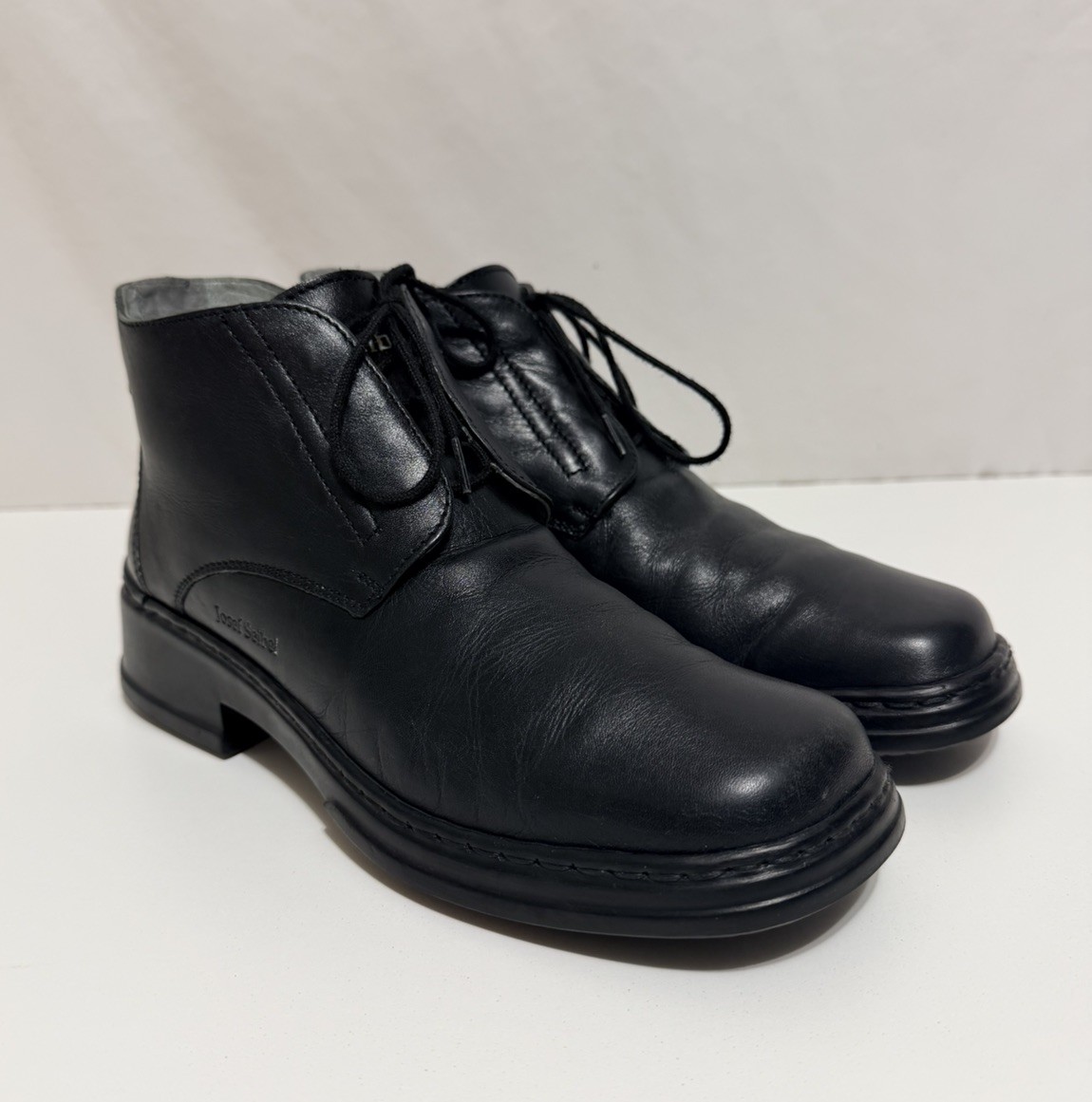 Josef Seibel Black Leather Boots Men’s Size US 8, UK 7.5, EU 41