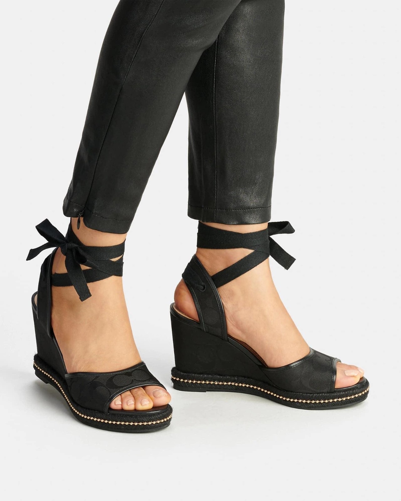 COACH – Page Wedge In Recycled Signature Jacquard | Black Size 10- Brand New