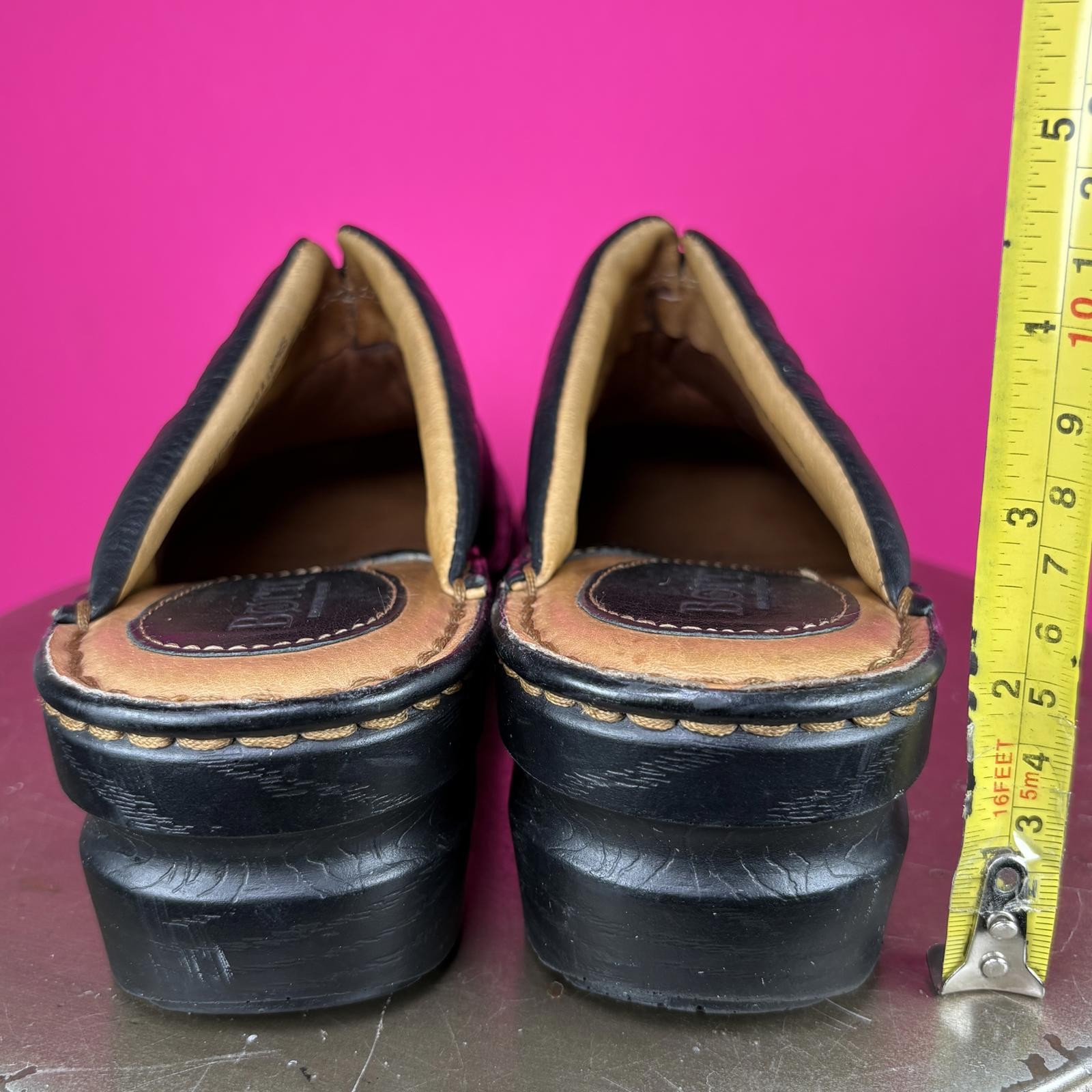 Born Black Pebbled Leather Mule Clog US 6 EU 36-37 (23cm)