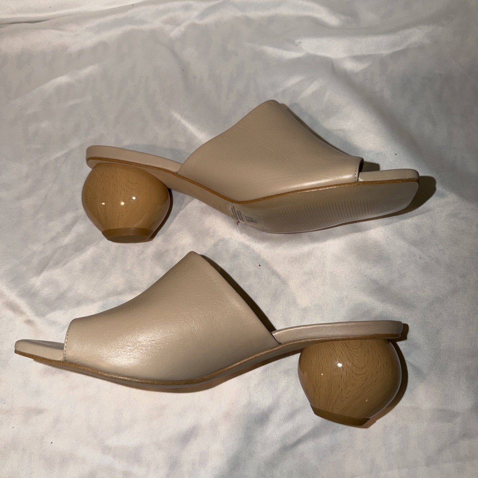 Ana Palma Slip On Mules Nude Leather Size 39