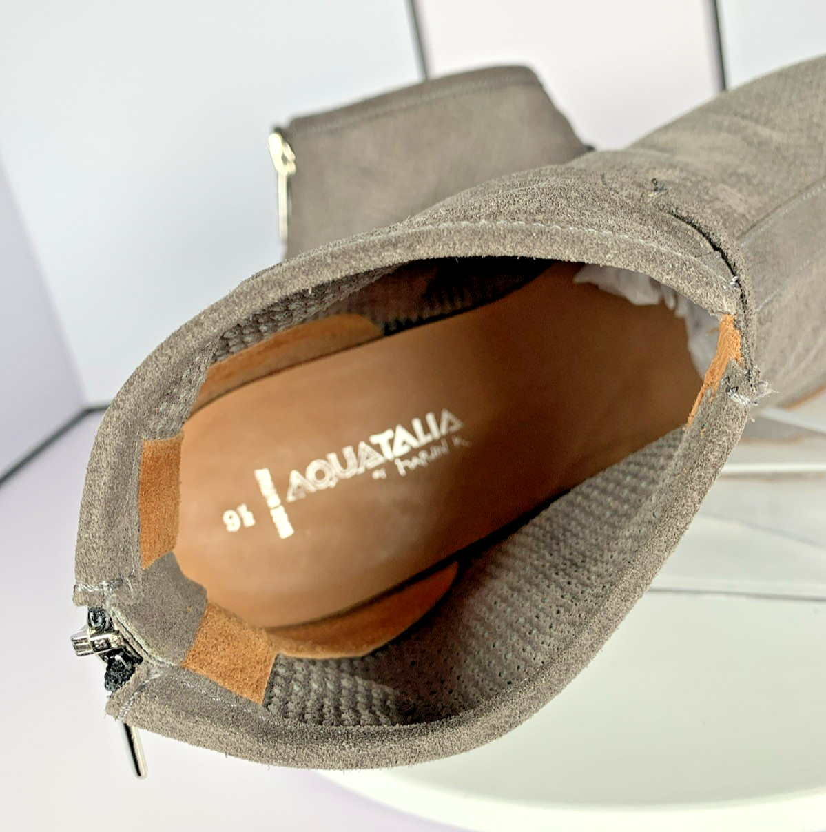 Russell Bromley Aquatalia Womens XCEL Ankle Booties Grey Perfed Suede Boots, 9.5
