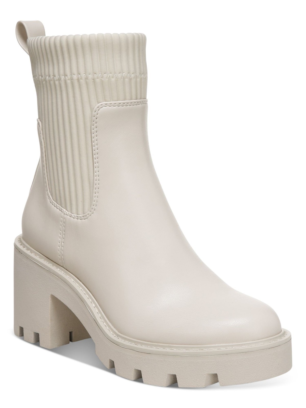 BAR III Womens Ivory 1″ Platform Back Pull-Tab Versuz Booties 9.5