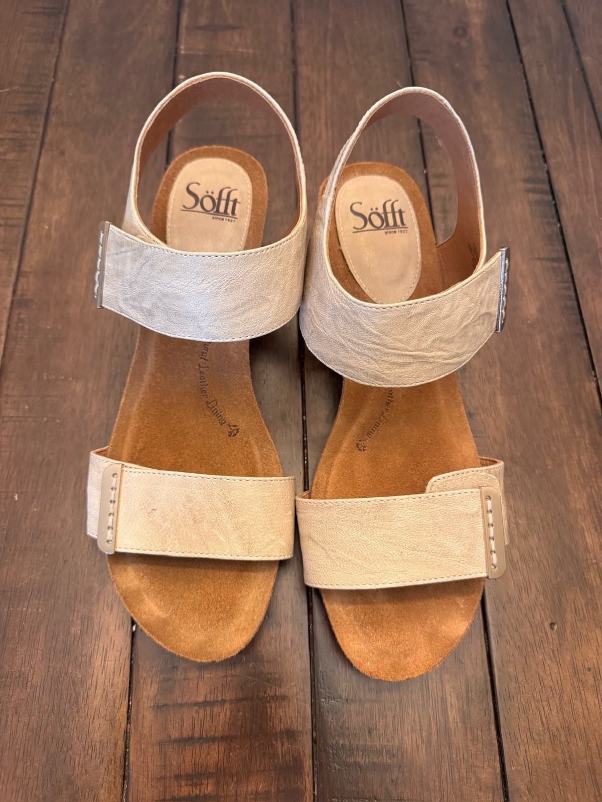 Sofft Verdi Wedge Adjustable Straps Stone Taupe Sandals Women’s Size 10
