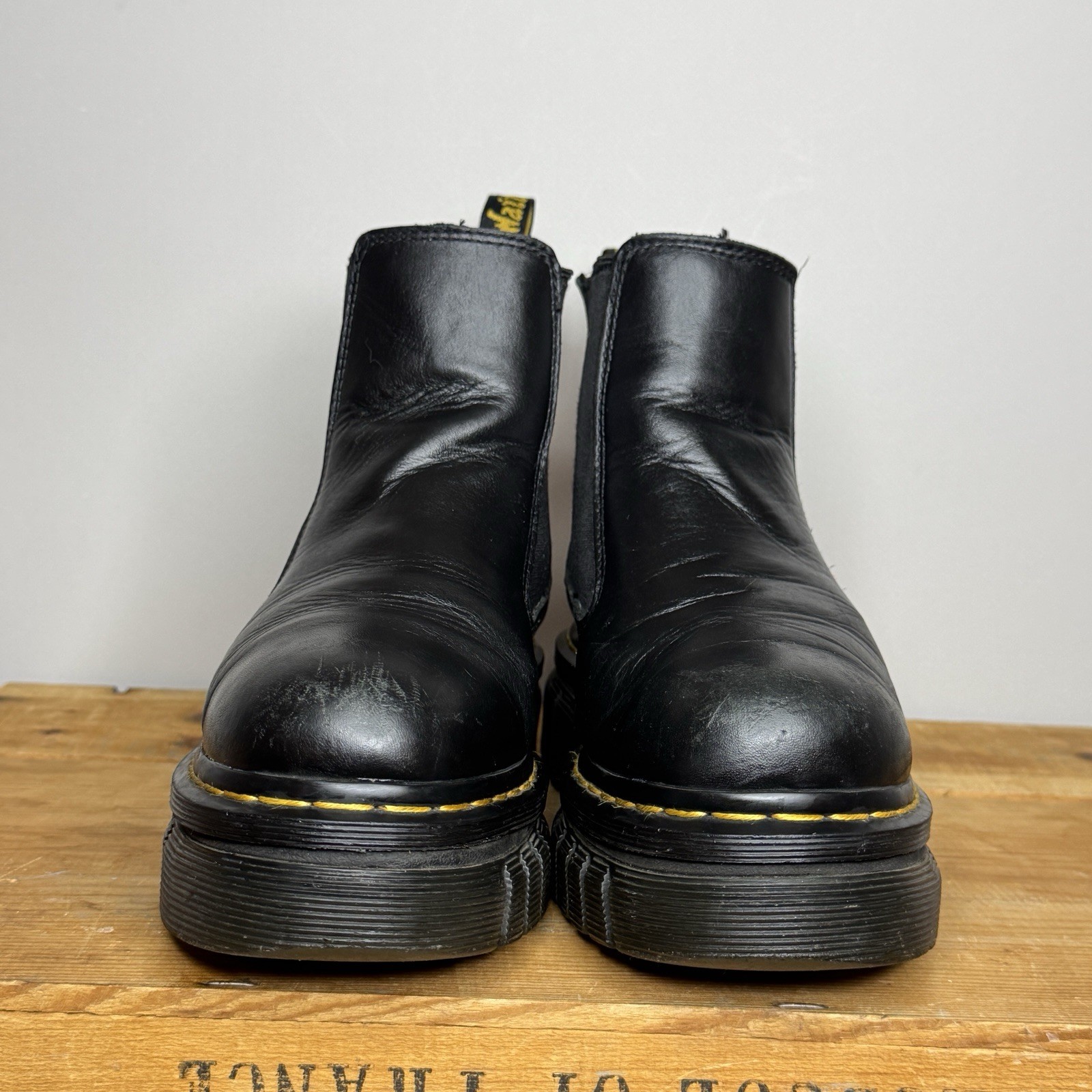 Dr. Martens Audrick Black Nappa Lux Leather Platform Chelsea Boots – Women’s 8