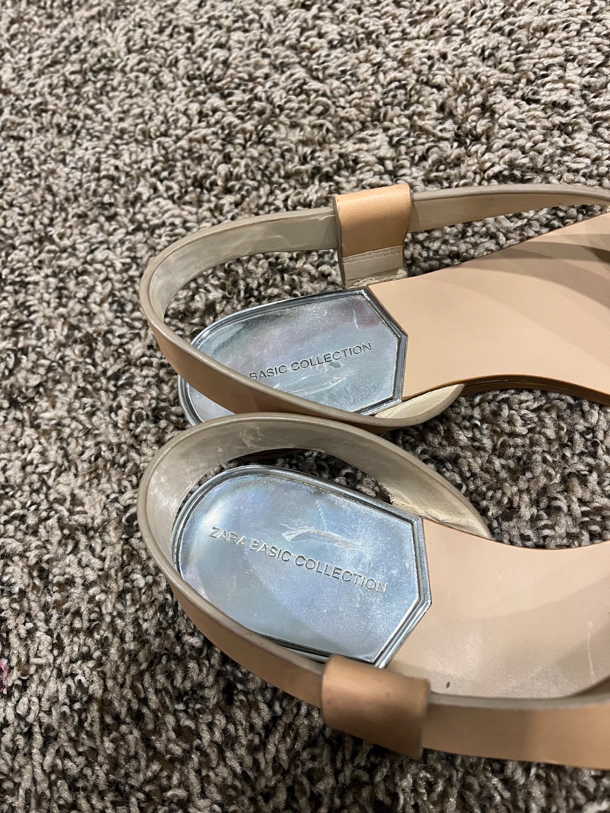 Zara Basic Collection Nude Glitter Slingback Sandals Women EU 37 US 6/6.5