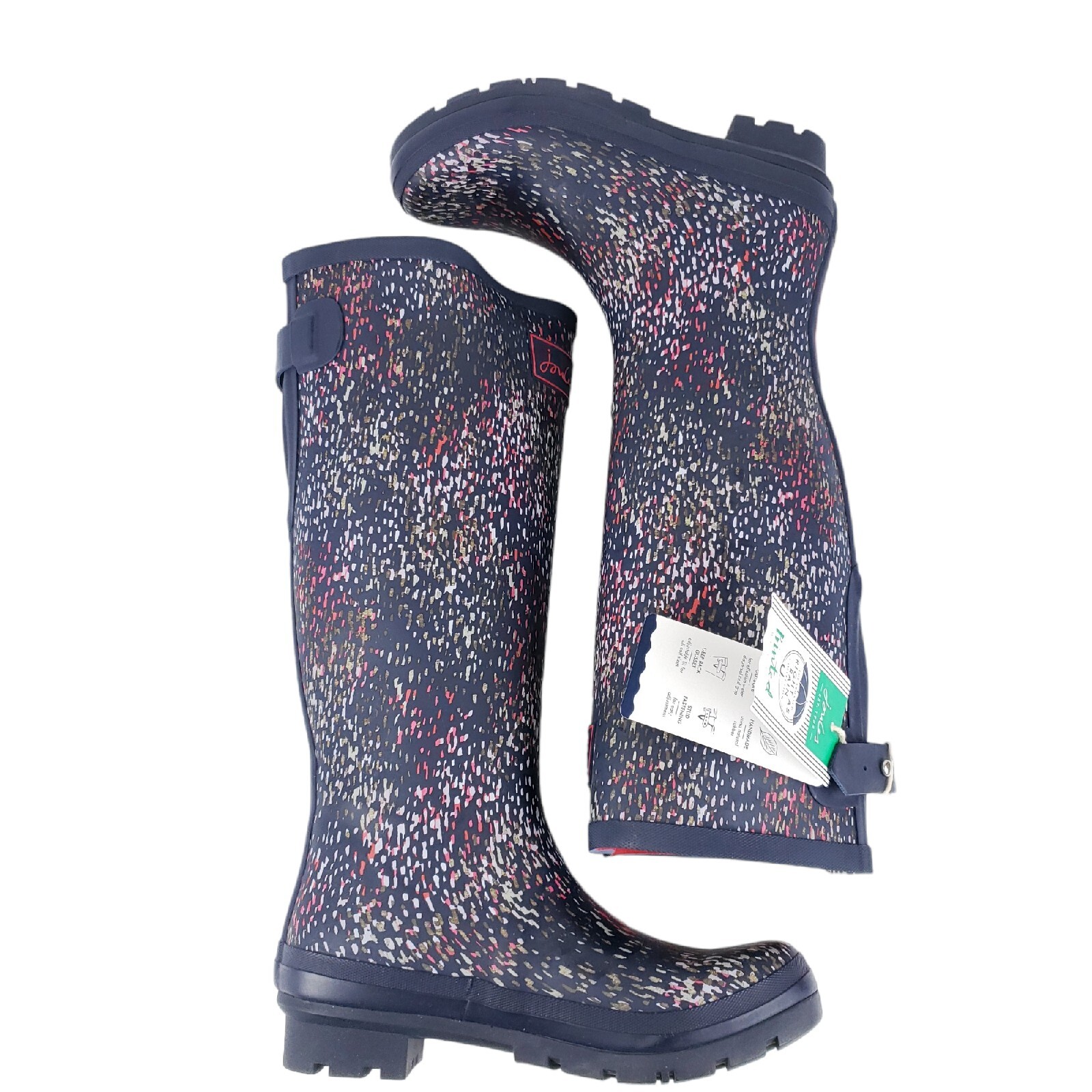 NWT JOULES Welly Print Tall Rain Boots NAVY RAIN Size 37 – US 6
