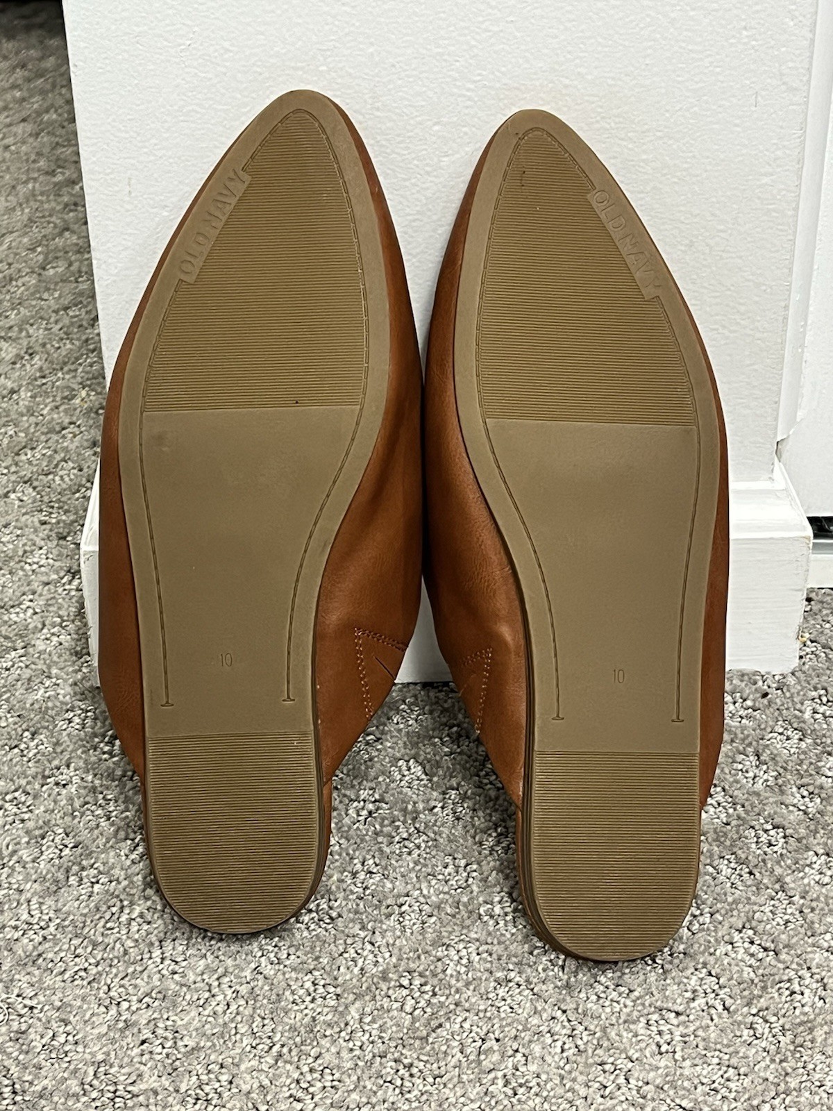 Old Navy Womens Pointed Toe Modern Mule Flats Cognac Brown Faux Leather 10
