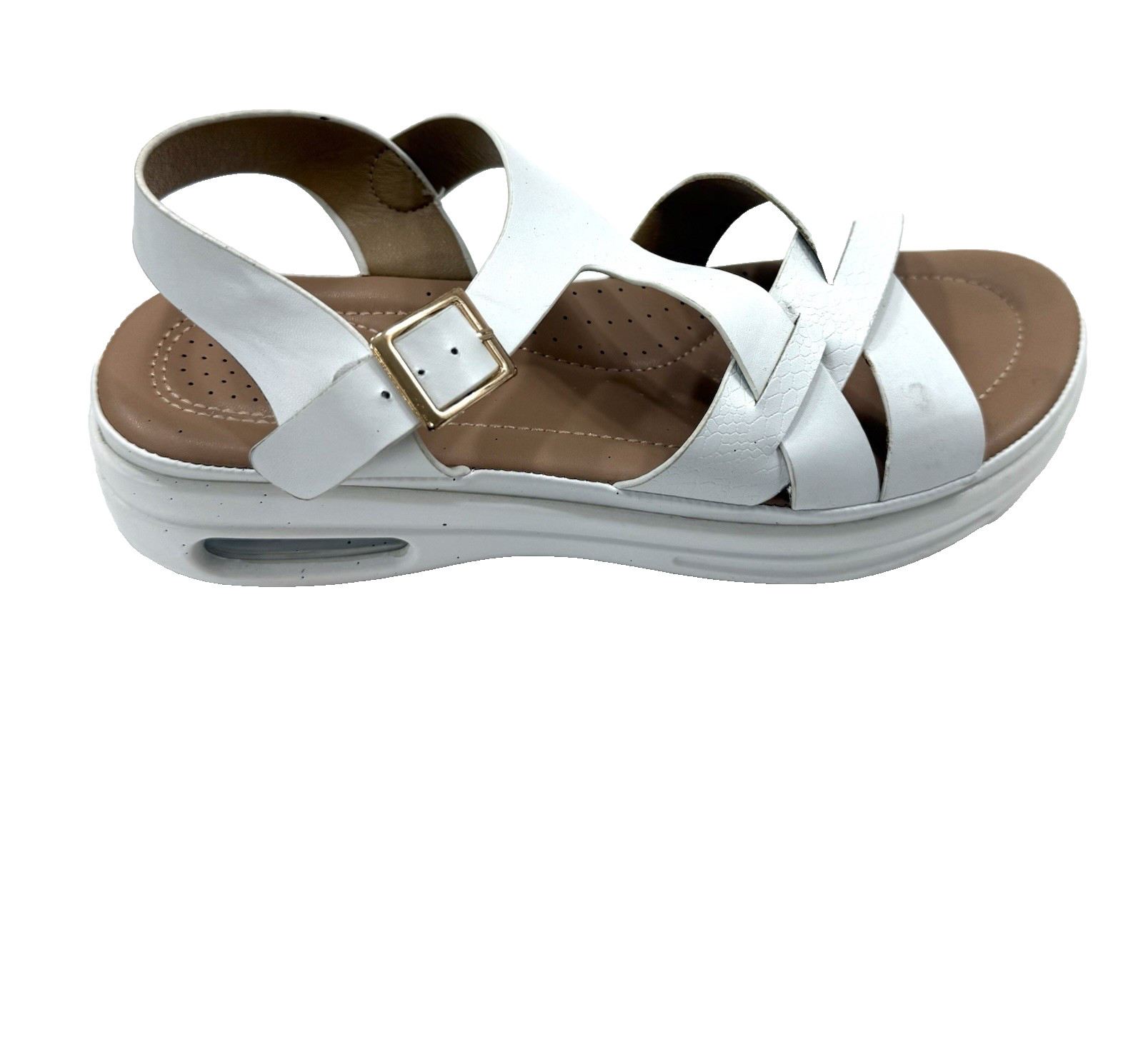 Mysoft Strappy Sandals Womens Size 10 White Platform Wedge Comfort Buckle Shoes