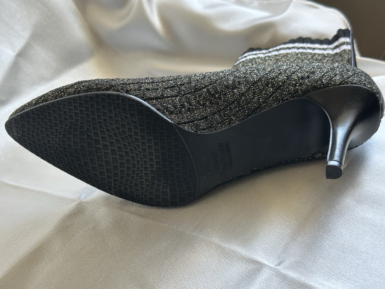 Stewart Weitzman Waverly Sock Booties, Gold 3.25” Heel