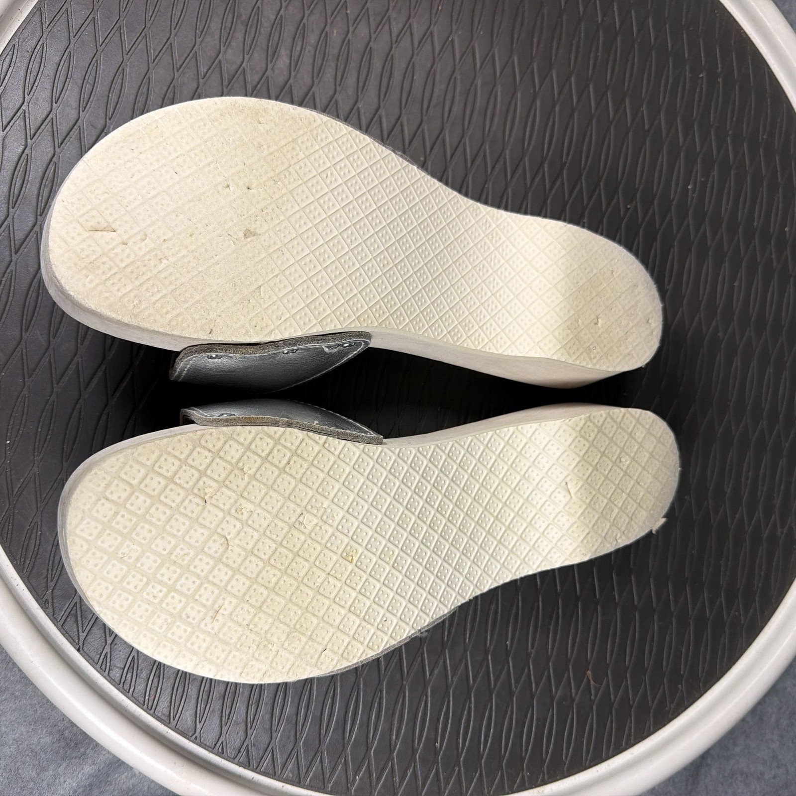 Dr Scholls Original Sandals Womens 6.5 Silver Platform Slides Buckle