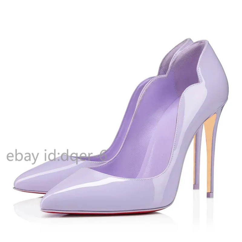 Women Sexy V Shallow Stilettos 12cm Thin High Heels Pointed Toe Dress Pumps Side