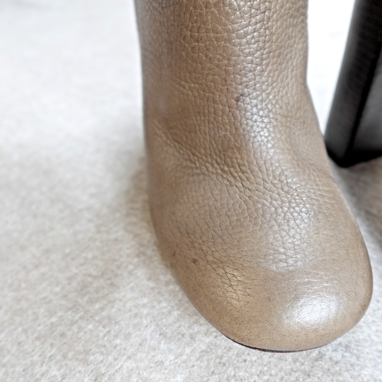 Tory Burch Womens Boots 8.5 Brown Gray Zip Heeled Pebbled Jenna Knee High