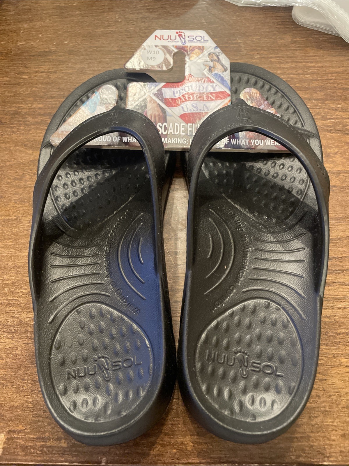 NUUSOL Cascade Women’s Flip Flop Eclipse Black W 10 M 9 USA Made New