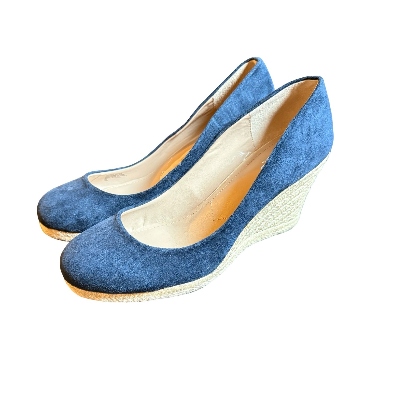 Charles David Simple Espadrille Wedge Pumps Women 10M Vegan Blue Suede Shoes