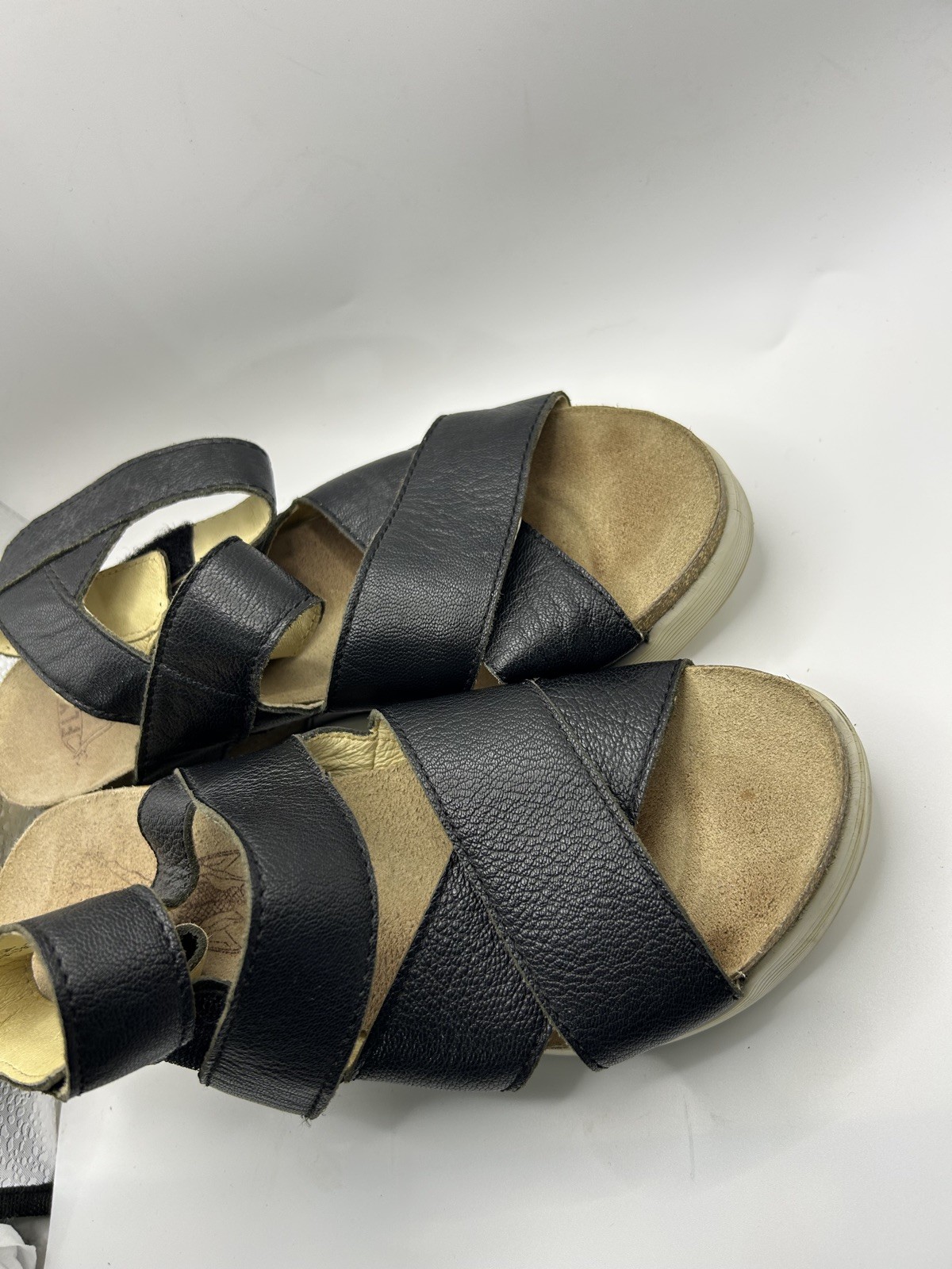 Fly London Women’s Sz EU 41 US 10-10.5 Black Wedge Platform Gladiator Sandals