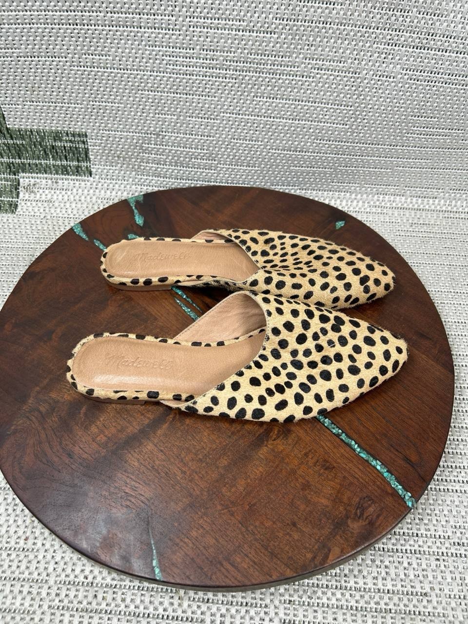 Madewell Flats Womens Size 7 The Remi Mule Truffle Multi Leopard Comfort Slip On