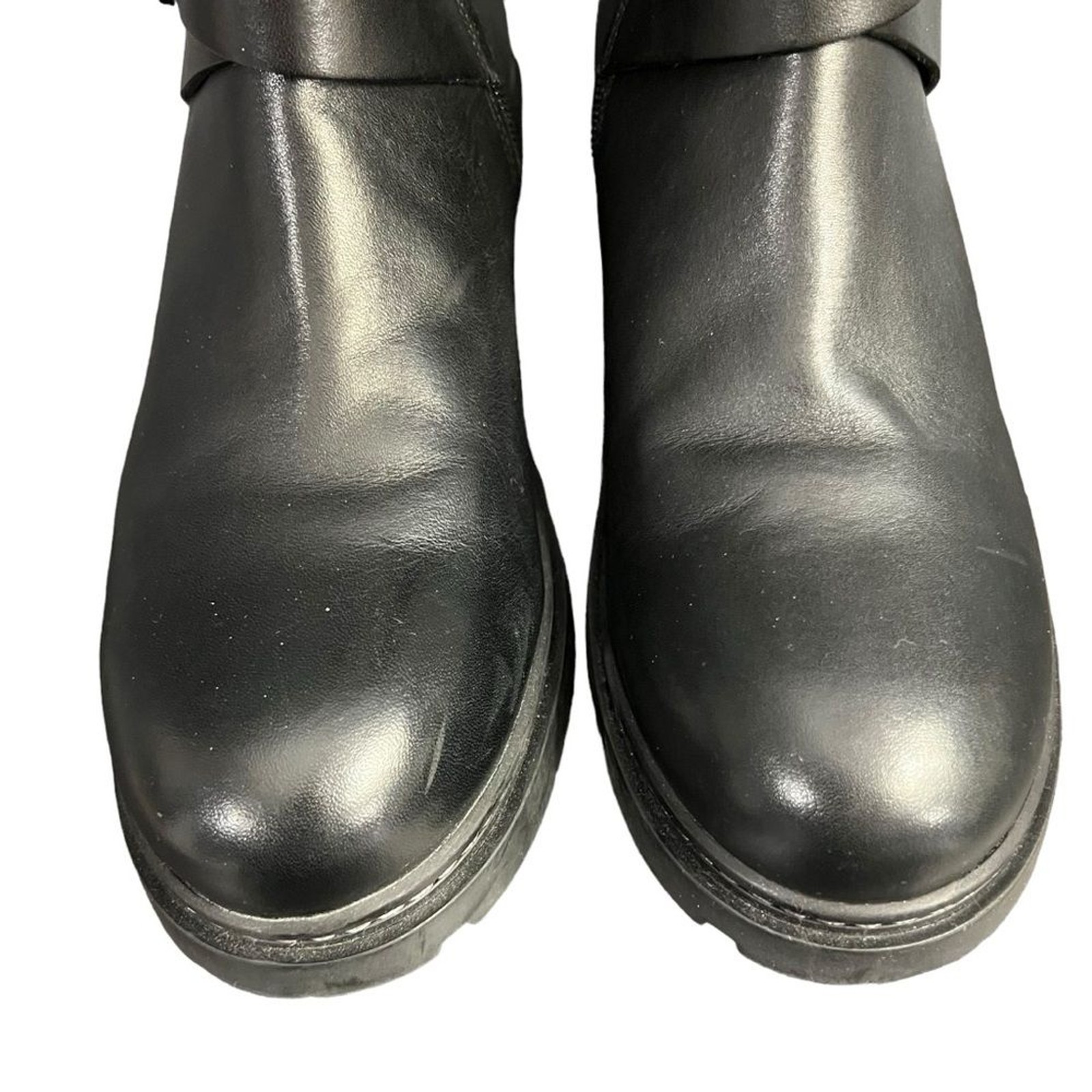 Softwalk Neenah Black Leather Zipper Motorcycle Boot Lug Sole Size 10N NWOT