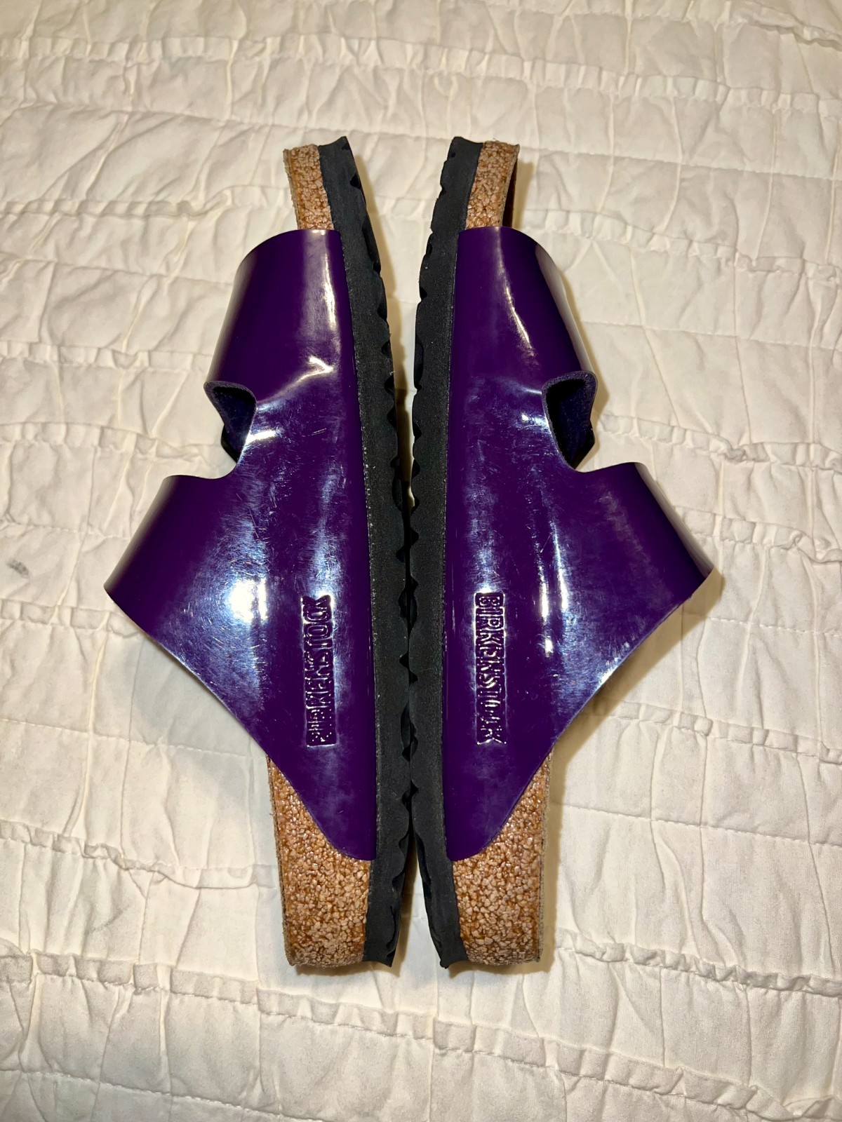 Birkenstock 37 / 6.5 Purple Vegan Patent Leather Arizona Sandals EUC
