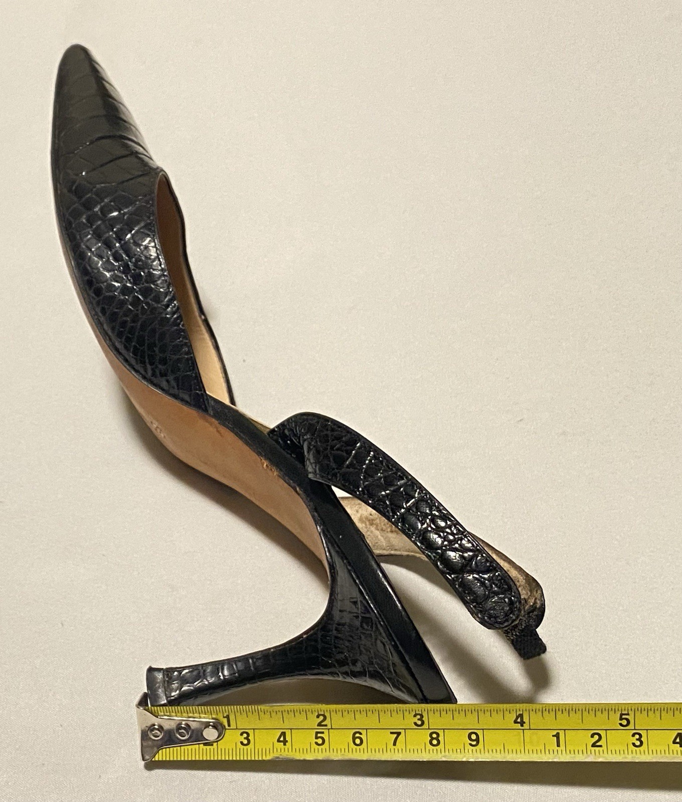 Manolo Blahnik Carolyne Crocodile Black Slingback Women Heel Shoe EU39/US9 $5400