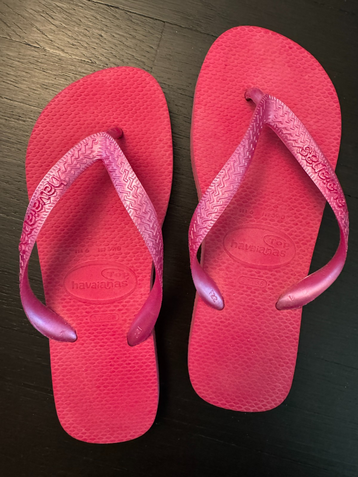 Havaianas Slim Metallic Pink Rose Flip Flops Sandals Women’s Size 37-38 Brazil