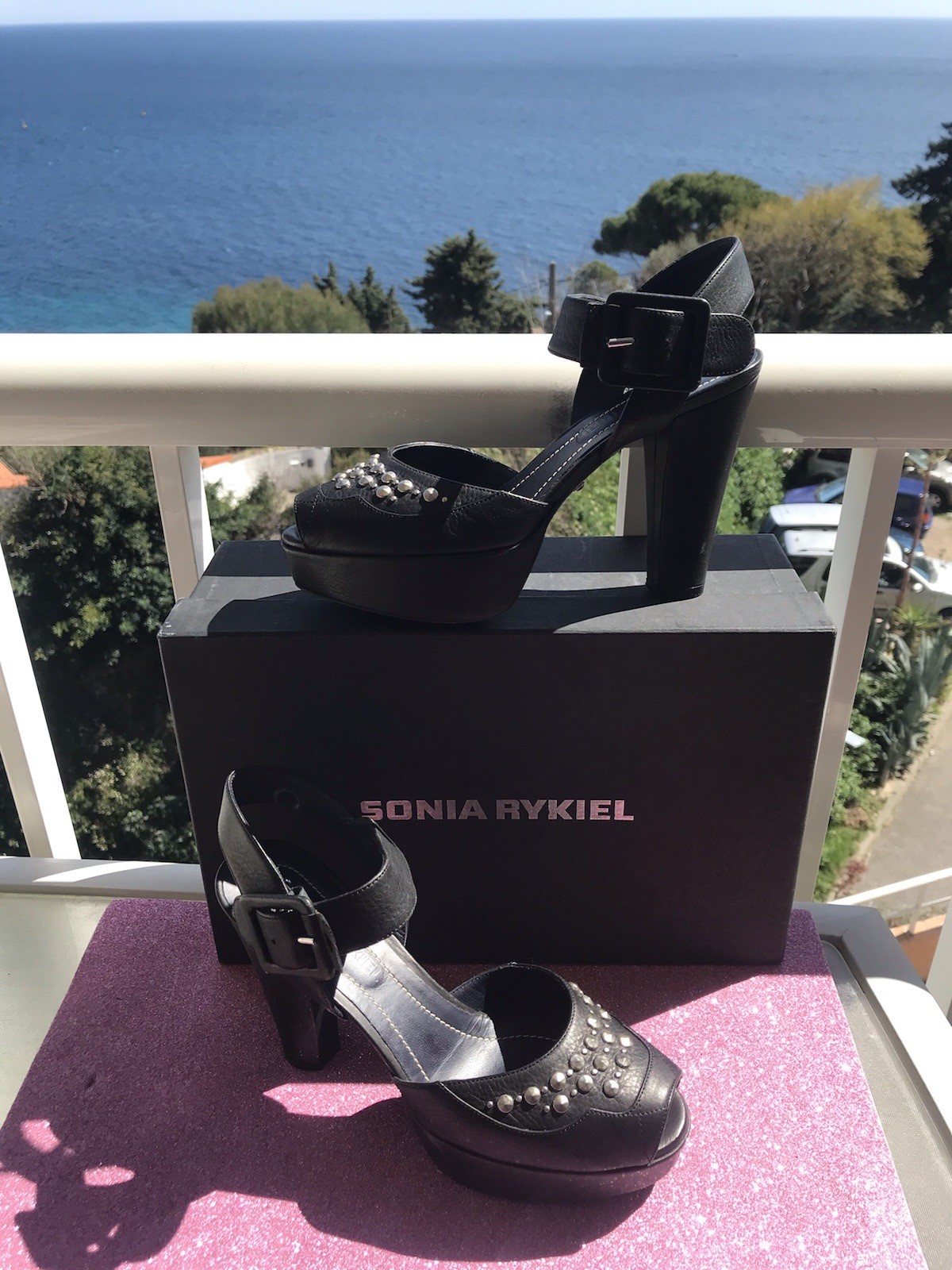 🍀SONIA RIKYEL 🌼LEATHER PLATFORM SHOES SIZE 36.5 🌷 💐💐 ́