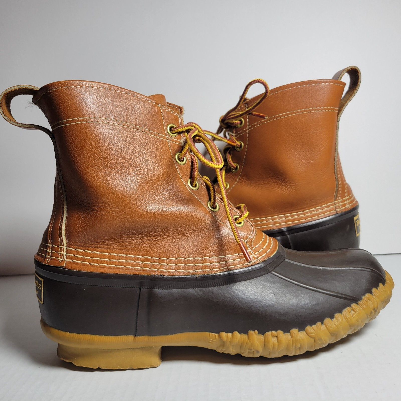 LL Bean Women’s Brown Leather 8″ Lace Up Unlined Ankle Duck Boots Sz 7 USA MADE