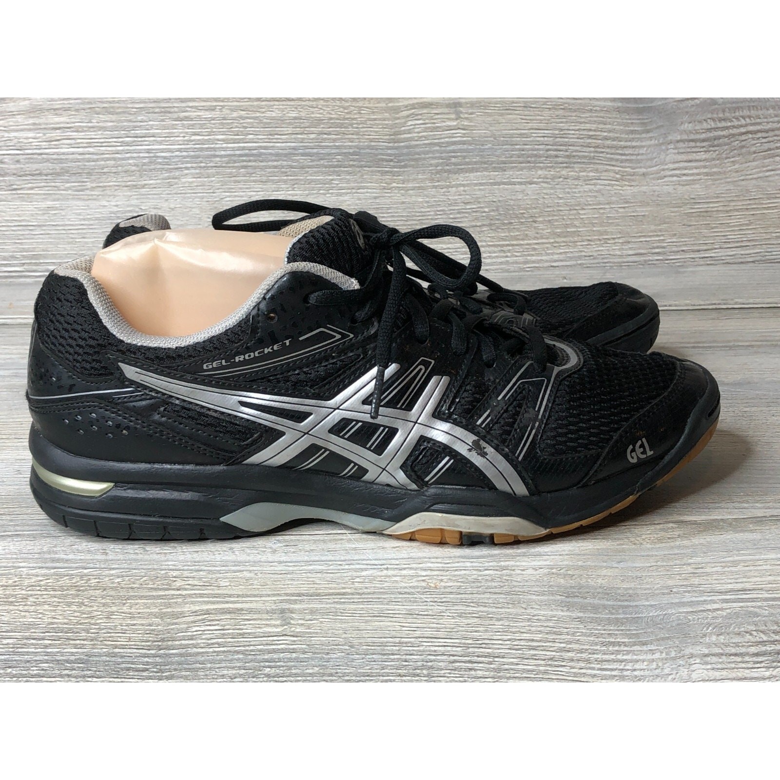 Asics Gel Rocket Women’s Volleyball Court Shoes B455N Black – Silver Size 10