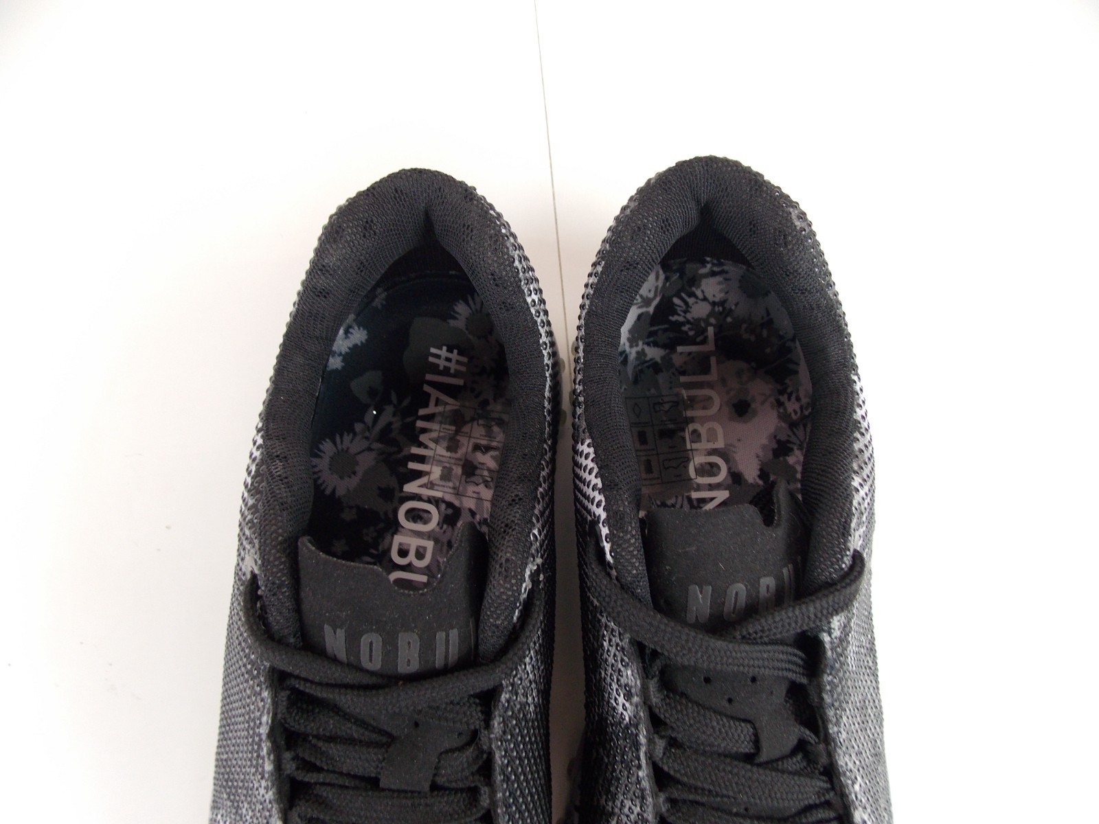 NoBull Womens Floral Trainer Shoes Black Gray White Athletic Workout SZ 7