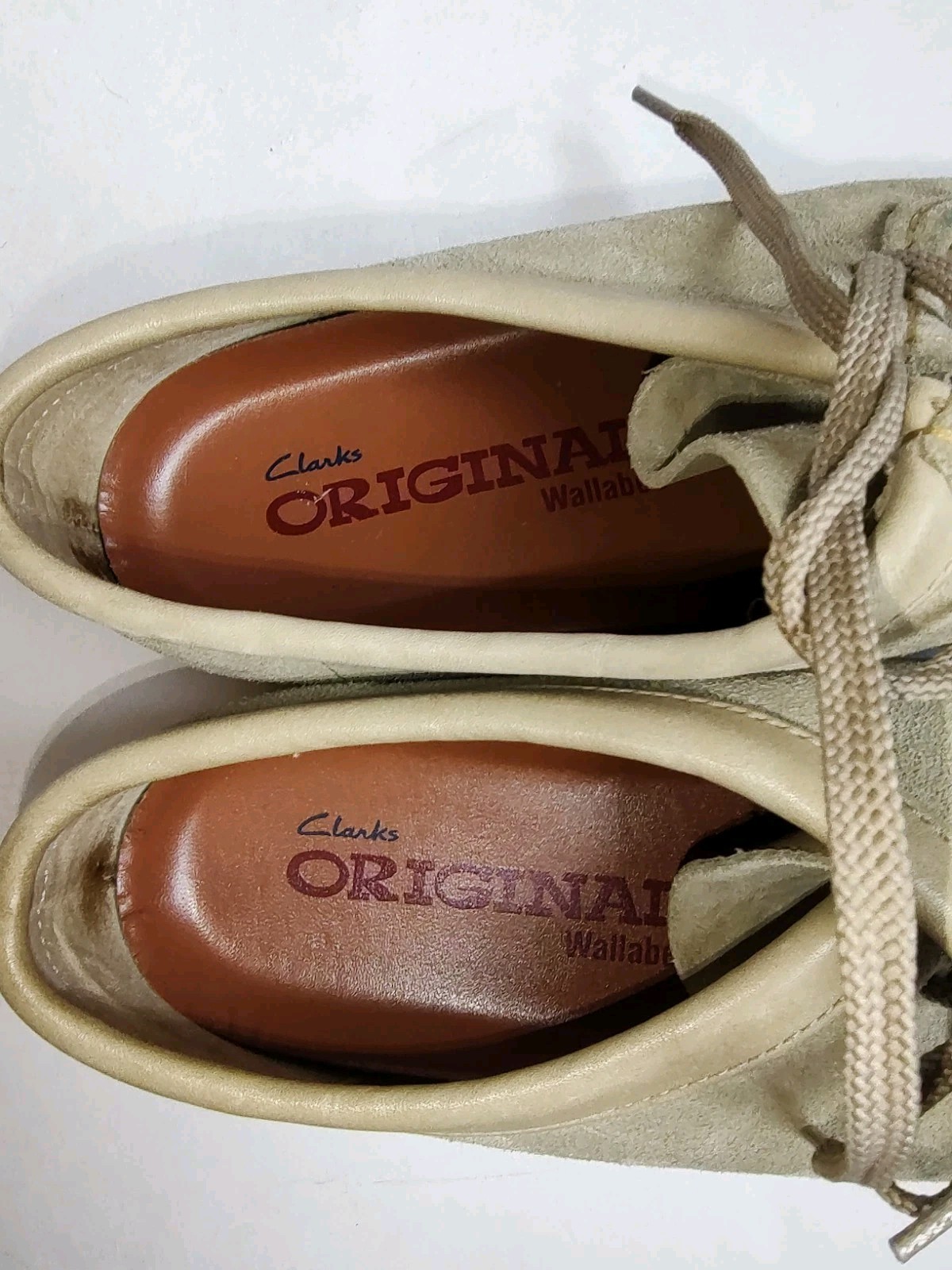 Clarks Wallabee Suede Chukka Ankle Boots Lace Up Crepe Soles Moccasins Beige 9