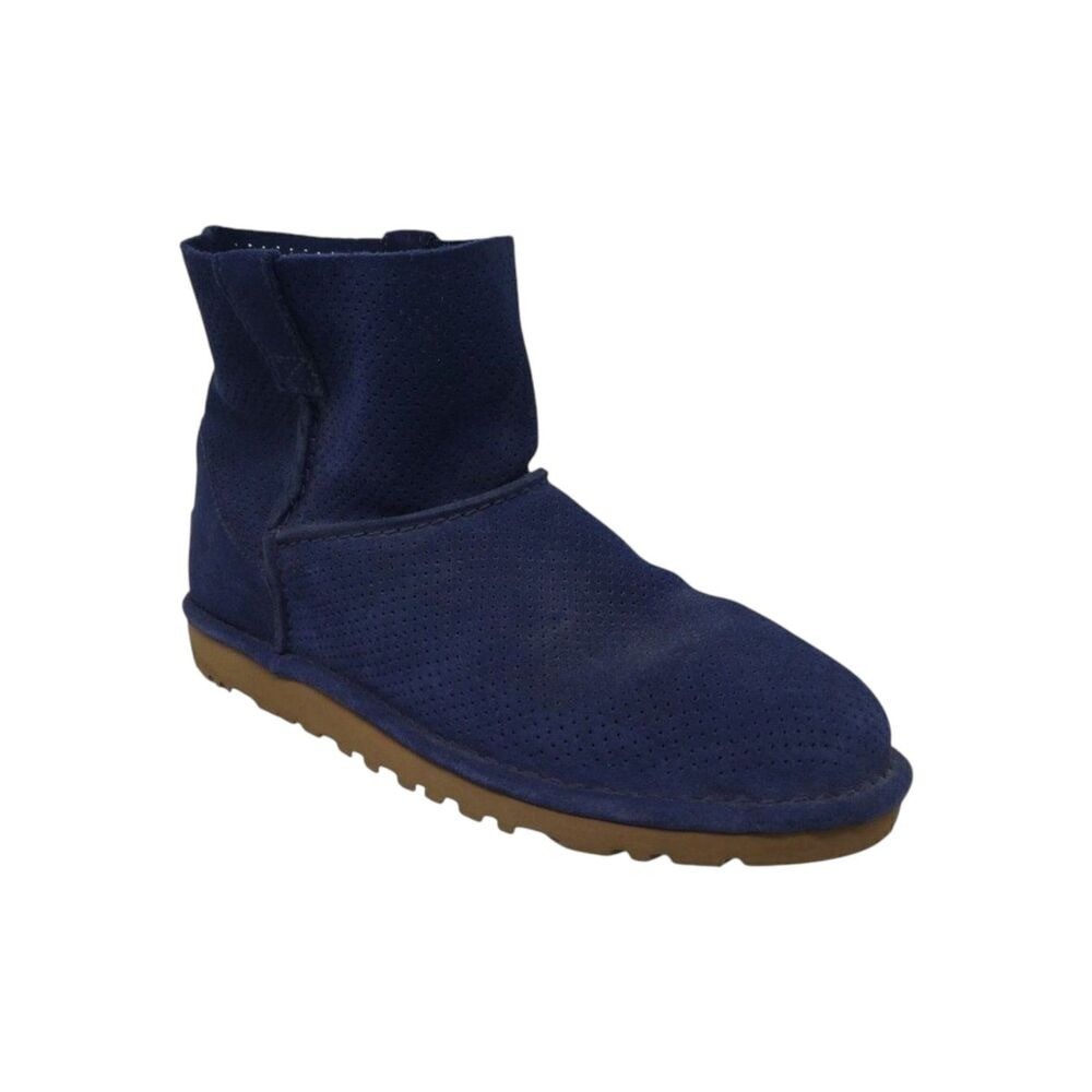 UGG Classic Unlined Mini Perf Navy Suede Boots Womens Size 9
