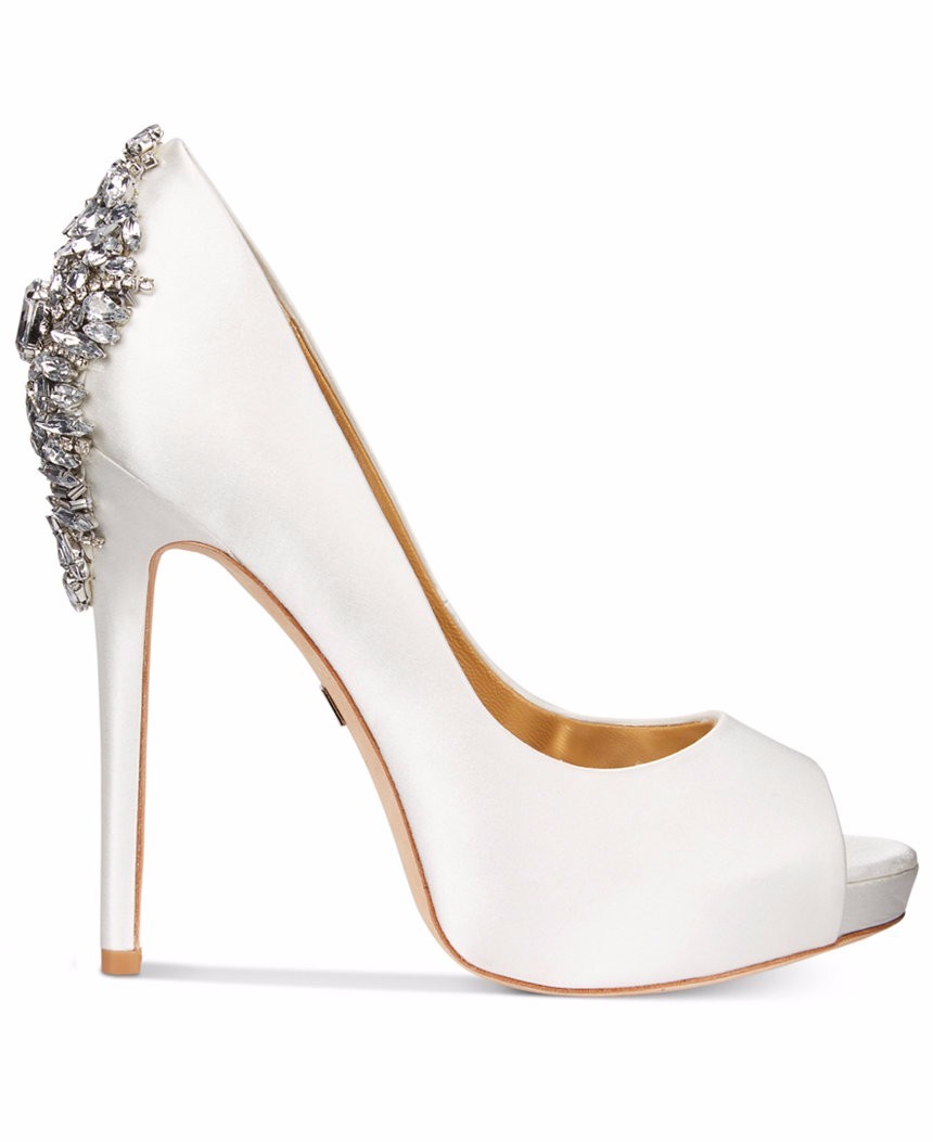 BADGLEY MISCHKA KIARA CRYSTAL BACK OPEN TOE PUMP – SIZE 5M US PETITE SHOES