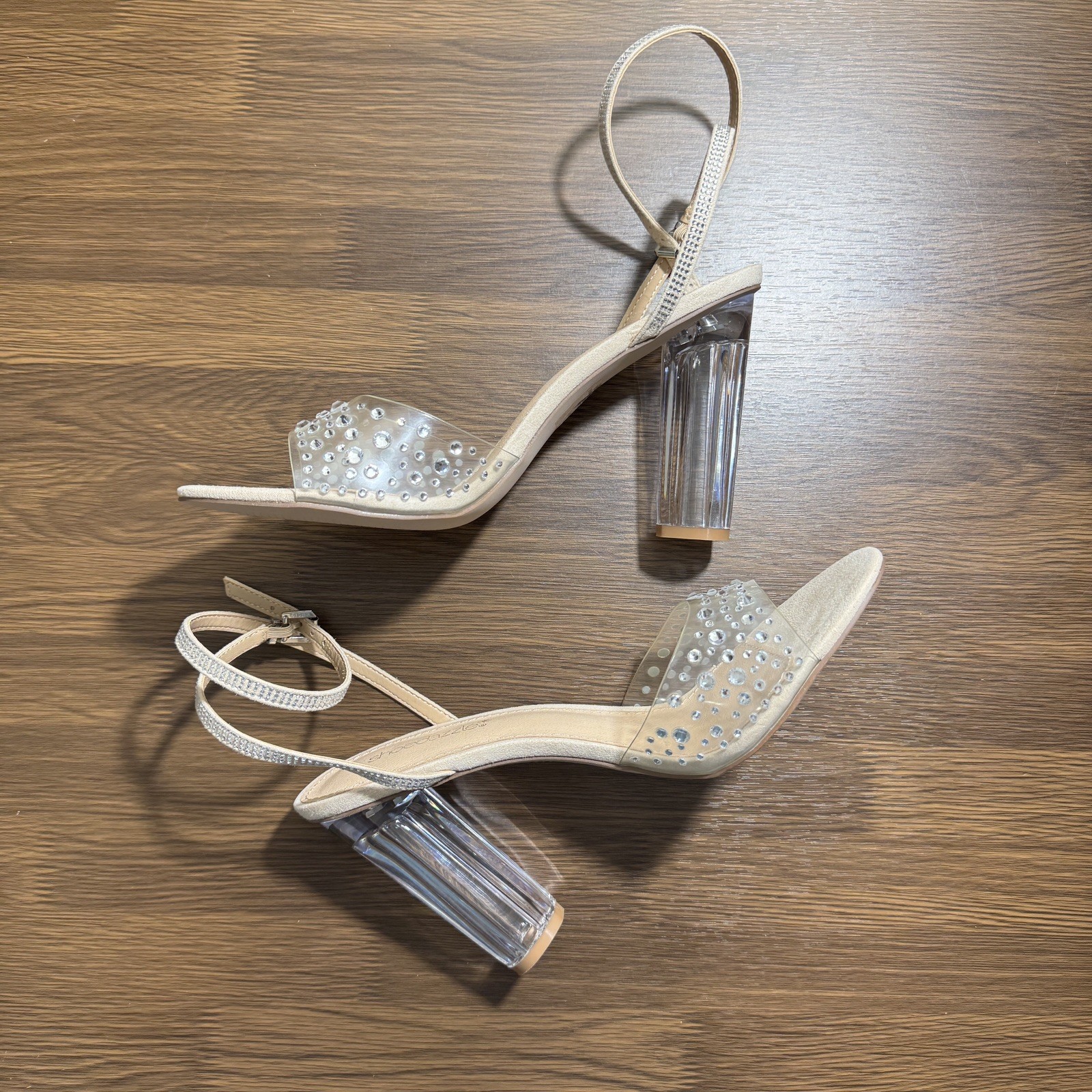 Shoedazzle Women Dress Sandals I See You Beige Size 8.5 LPN 0198 85 9380
