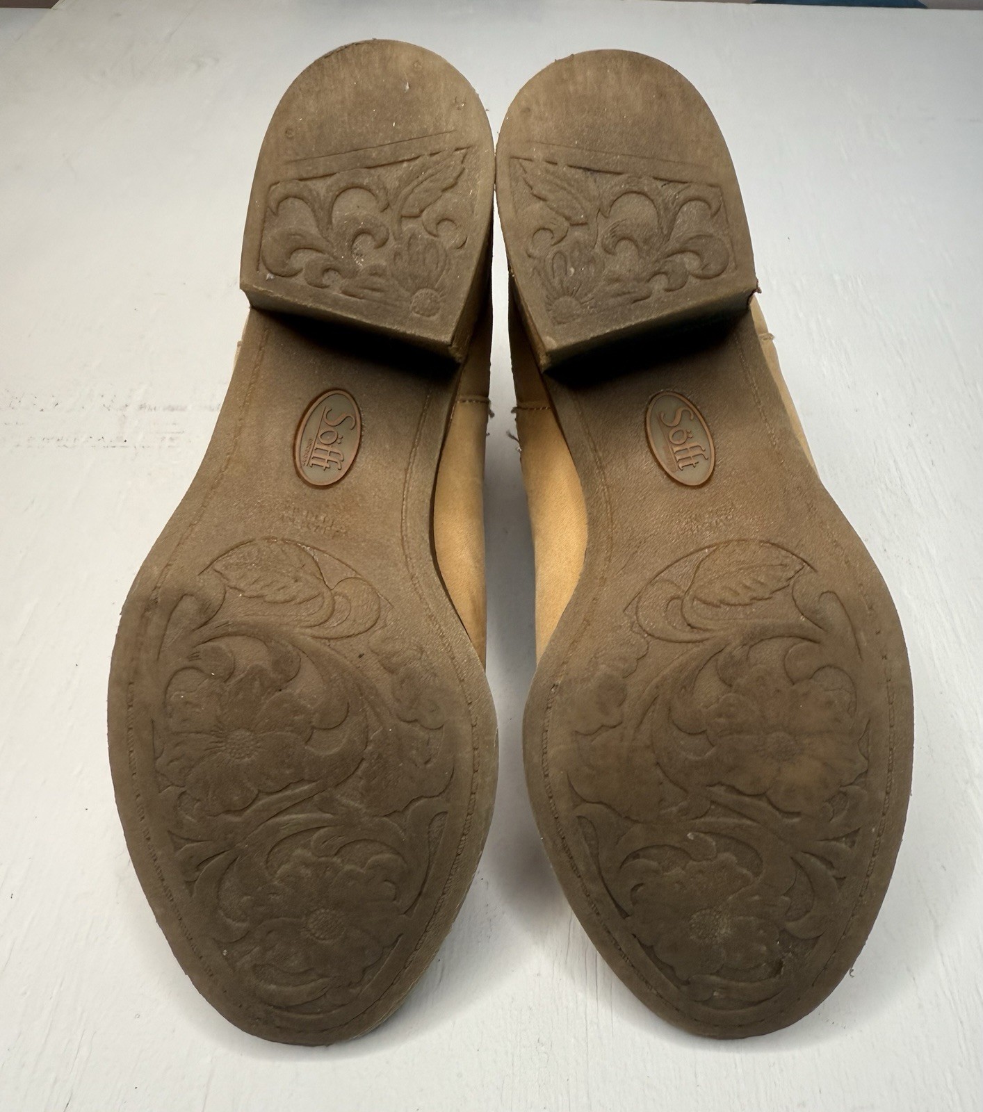 SOFFT Aisley Slip On Luggage Brown Leather Ankle Boots Mid-Heel Women’s 6.5