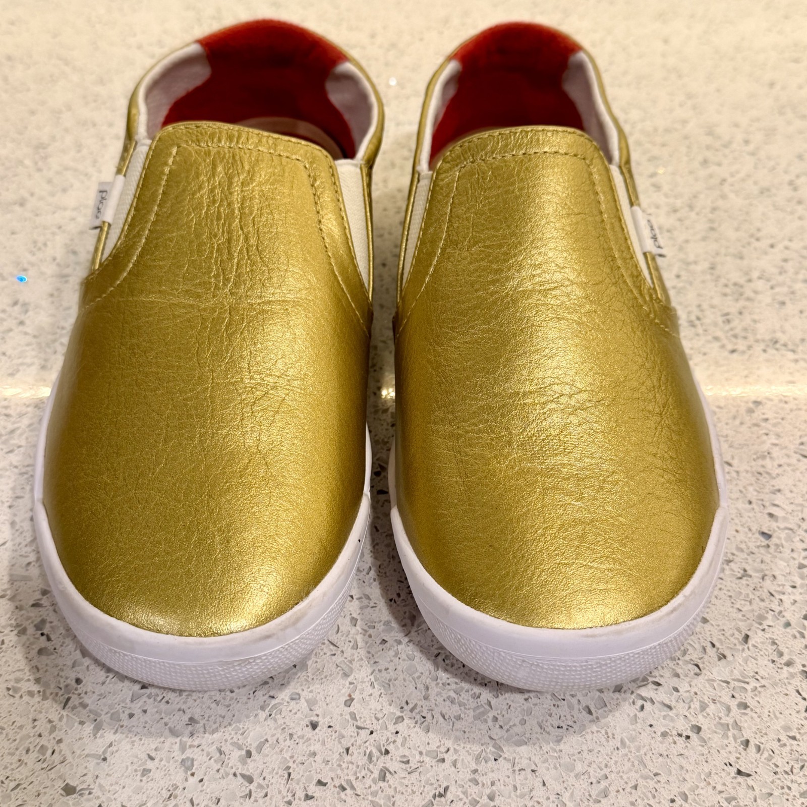PLAE Marten Hematite Gold Womens 7 Mens 5.5 Full Grain Leather Slip On Shoes