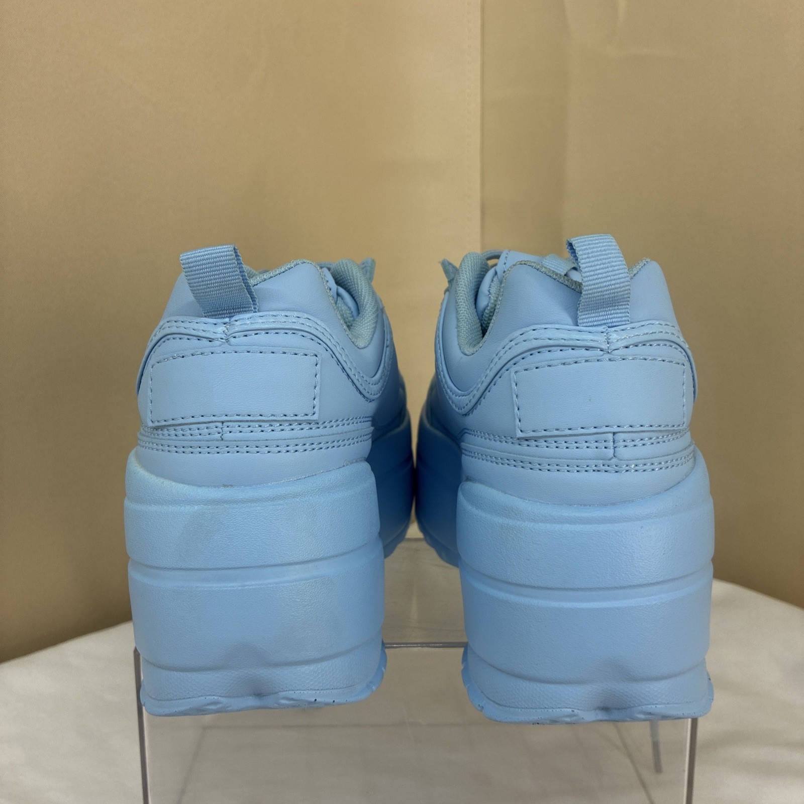 Berness LILY 5005 Light Blue Platform Sneakers Chunky Lace Up Shoes Women Bold