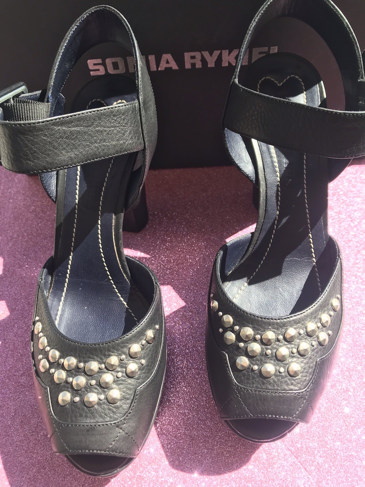 🍀SONIA RIKYEL 🌼LEATHER PLATFORM SHOES SIZE 36.5 🌷 💐💐 ́