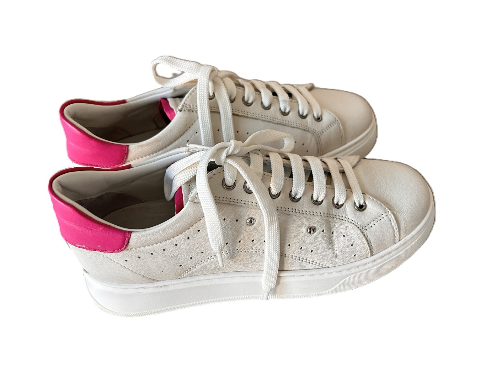 🤍 CINQUE | Ladies Leather Sneakers | Size 40 (39) | Off White & Pink | Genuine Leather