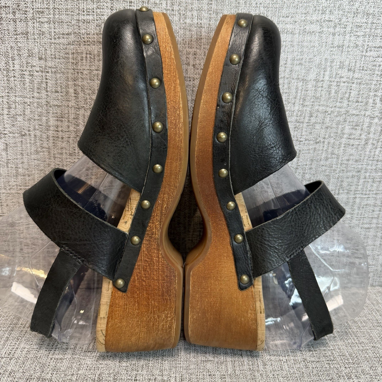Kork-Ease Sandals Womens Sz 8 Black Leather Sayda Slingback Clogs Platform