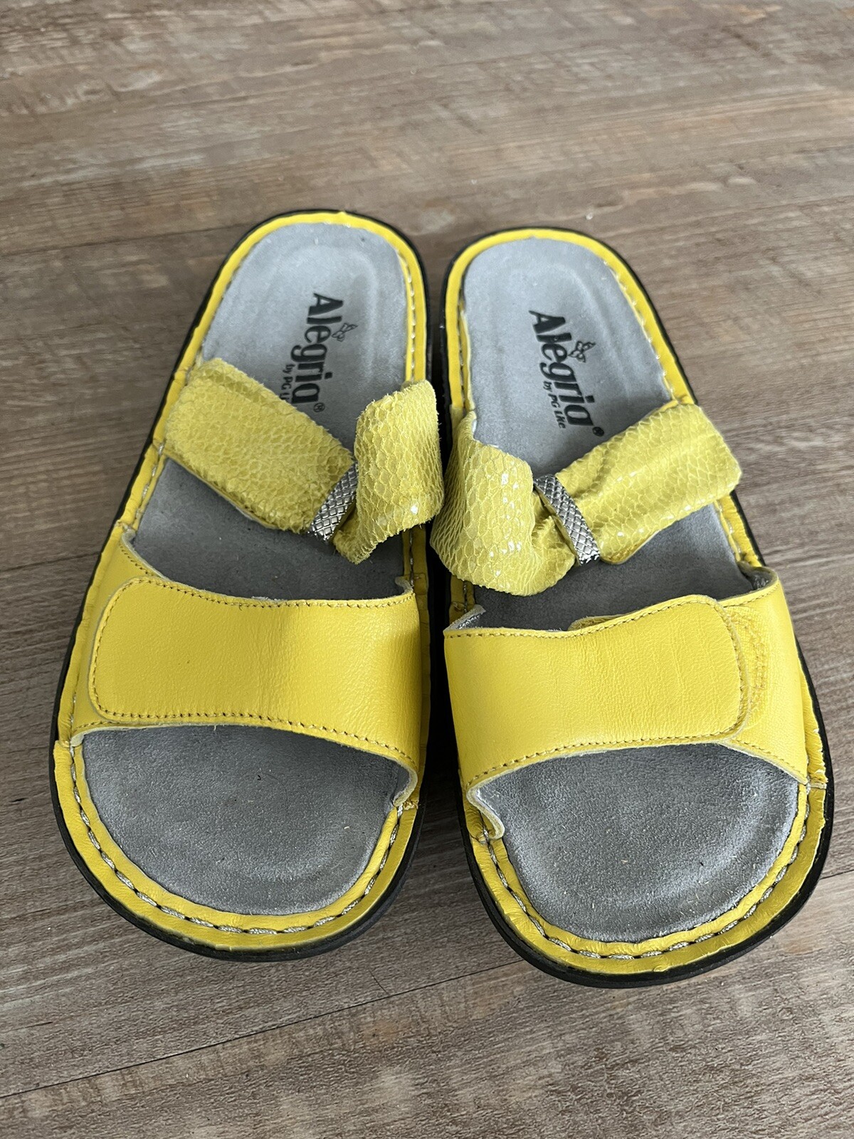 Alegria US 6 – 6.5 EU 36 Karmen Sandals Yellow Leather Slide Clogs Slip On