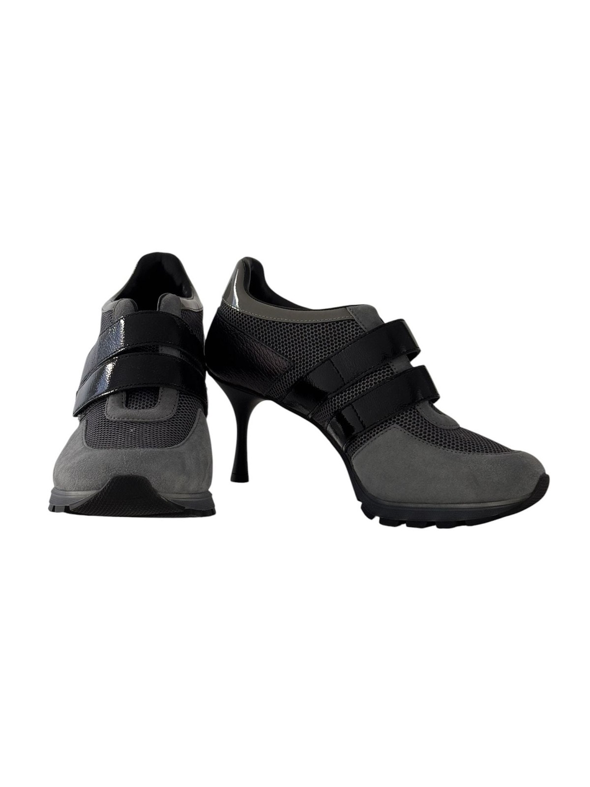 Sneex THE BLAKE HY-HEEL | Italy Suede and Mesh Colorblock Double Strap Stiletto