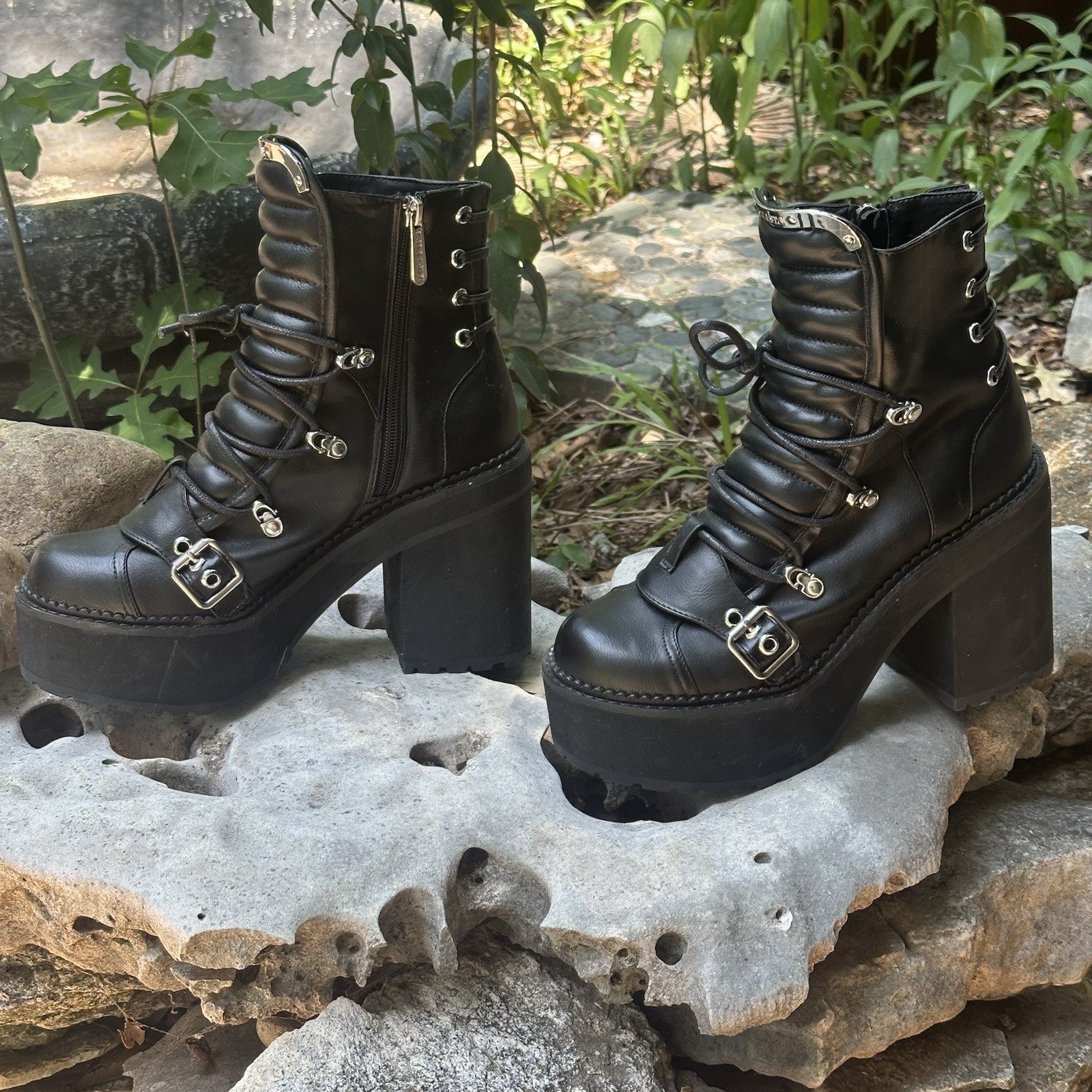 Killstar Stryker Boots Women’s 9 Black Chunky Platform Vegan LeatherGoth Boots