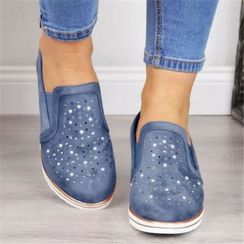 Shoes Womens Loafers Trainers Casual Wedges Pumps Rhinestone Size Slip