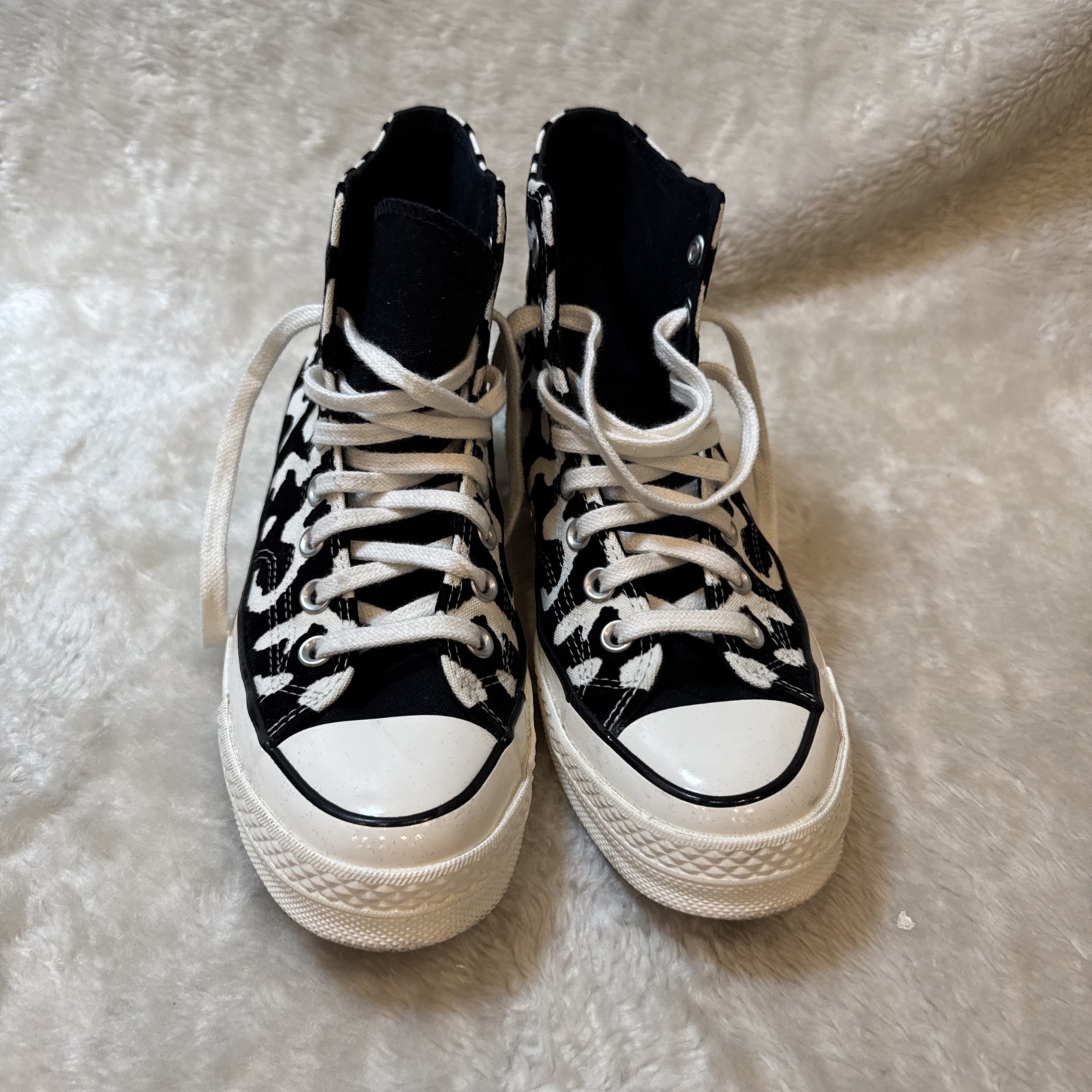 Womens Converse CHUCK Taylor All Star HI A12350C Black Leopard Graphics Sz 6.5