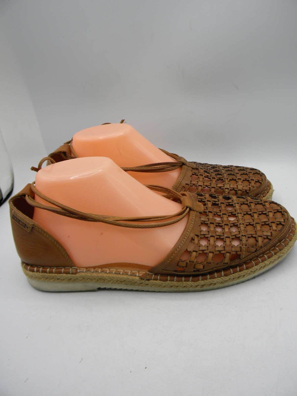 PIKOLINOS Cadamunt Brandy Leather Ankle Wrap Espadrille Size 40