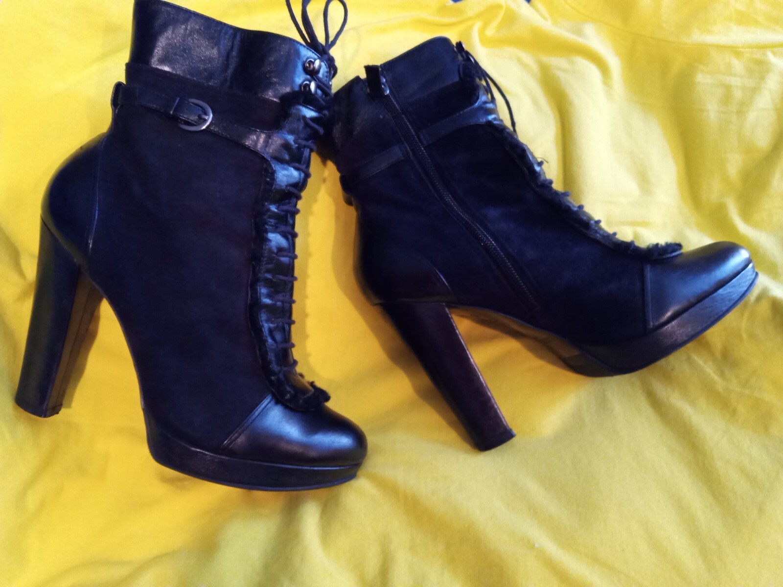 L.K. Bennett Gorgeous Butter Soft Suede Leather Boots Heels Black Must See! US 7