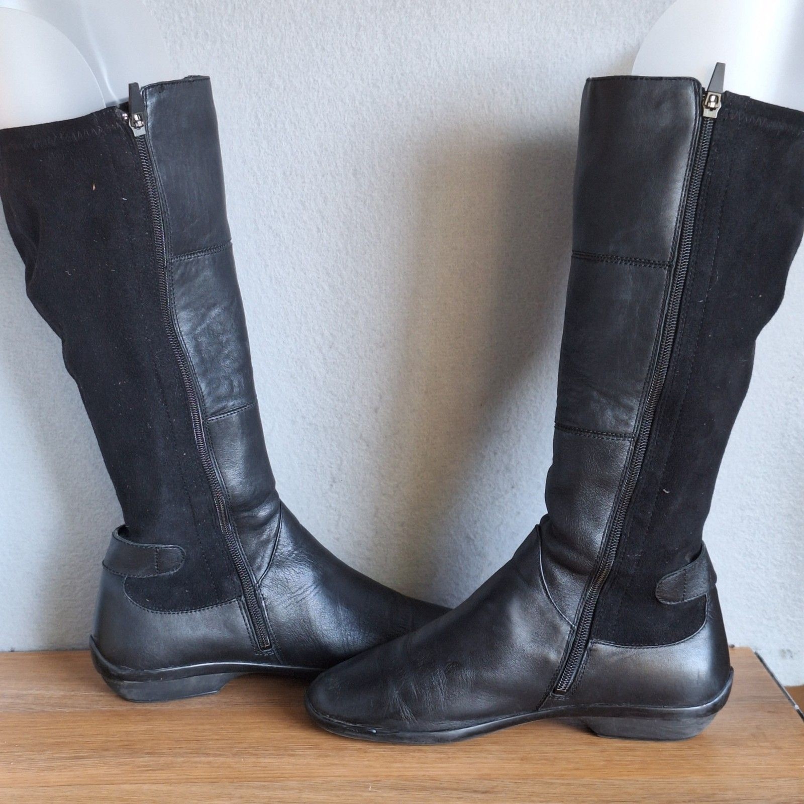 Dansko Odette Tall Leather Riding Boots Women’s 8.5 Black Zip Boots Wide Calf