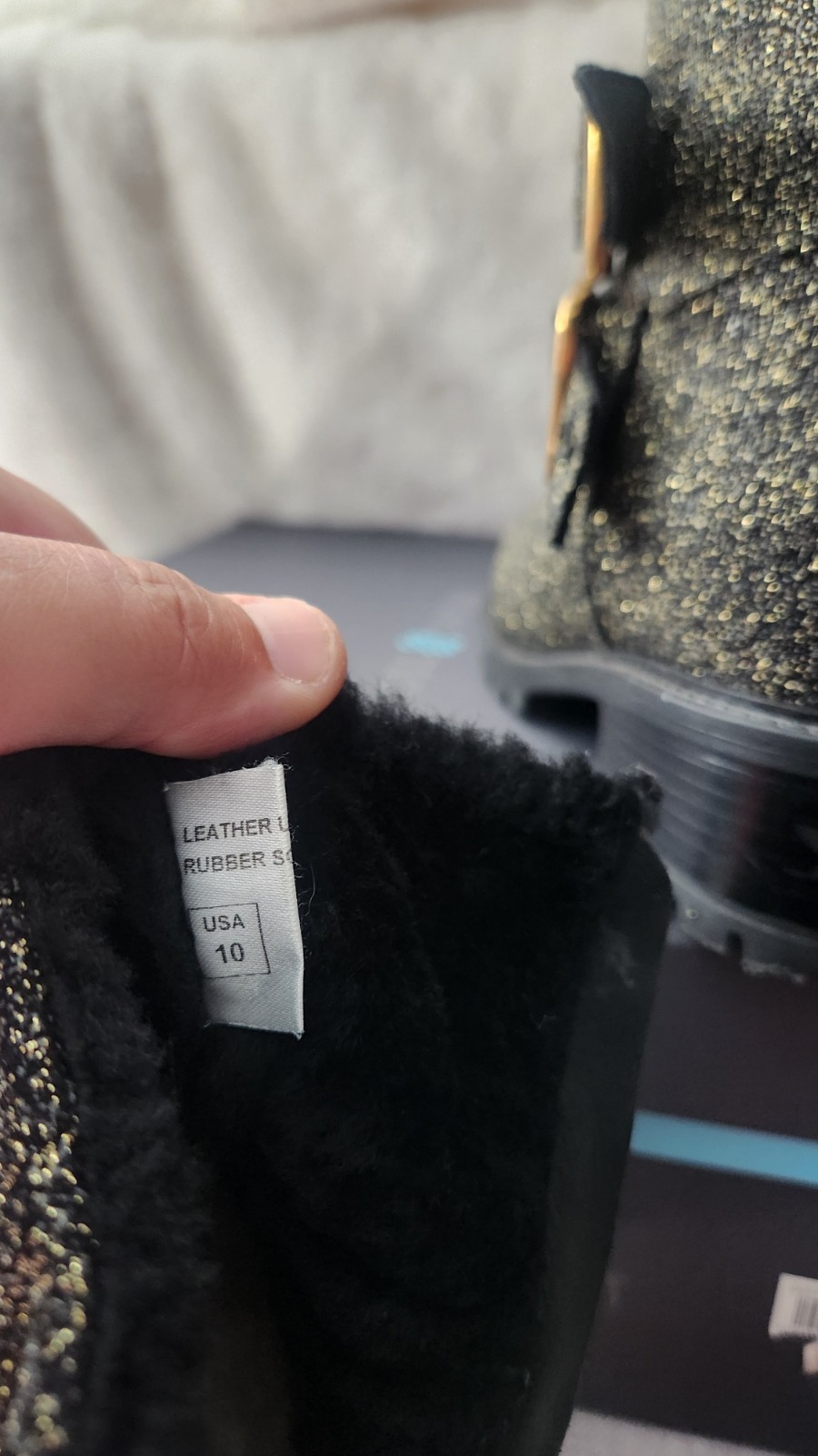 Ross & Snow Women’s Black/Gold Glitter Studded Double Buckle Ankle Boot, Size 10