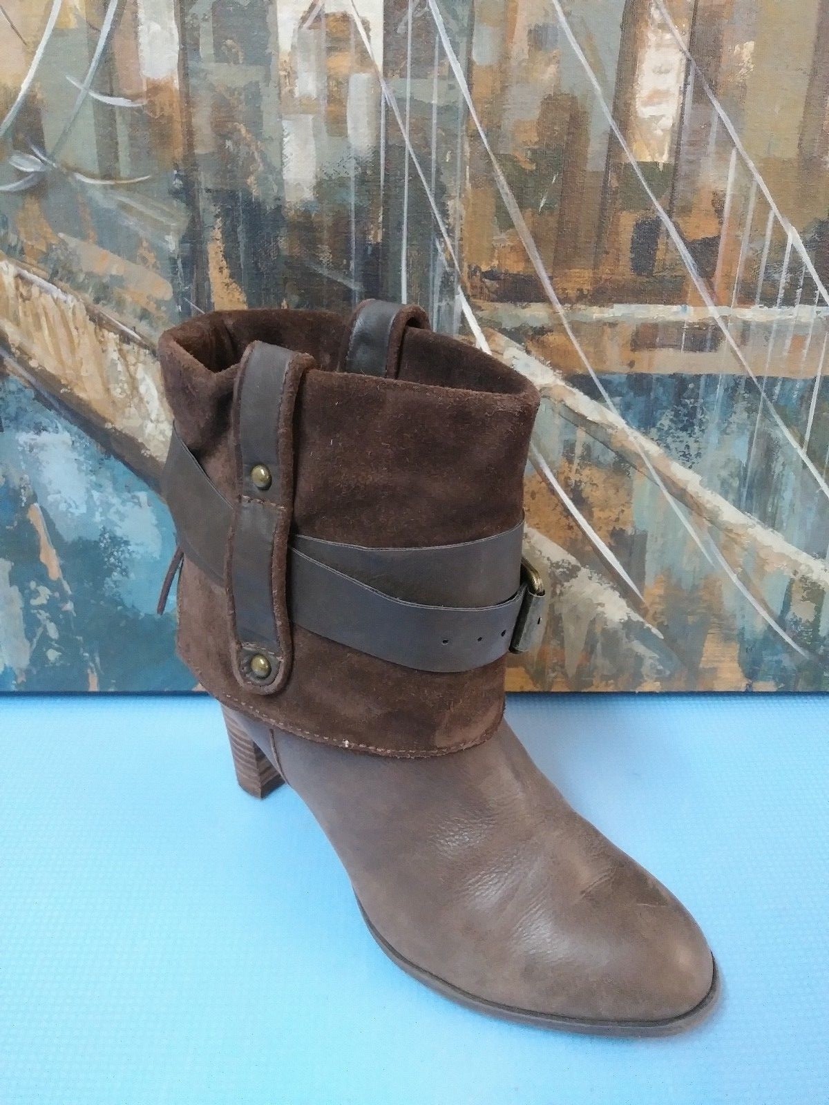 NINE WEST WOMEN’S MID CALF BROWN LEATHER US SIZE 9.5 MEDIUM (B, M)